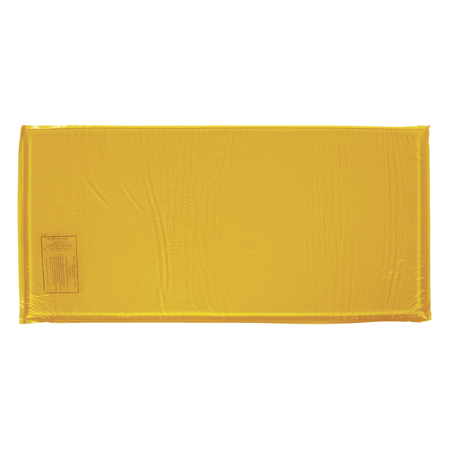 Yellow AliMed AliGel Bassinet Pad, rectangular, with a visible label on the surface, designed for infant bassinets.