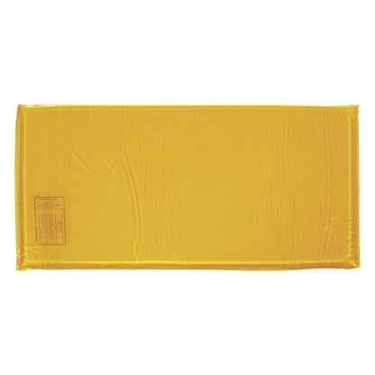 Yellow AliMed AliGel Bassinet Pad, rectangular, with a visible label on the surface, designed for infant bassinets.