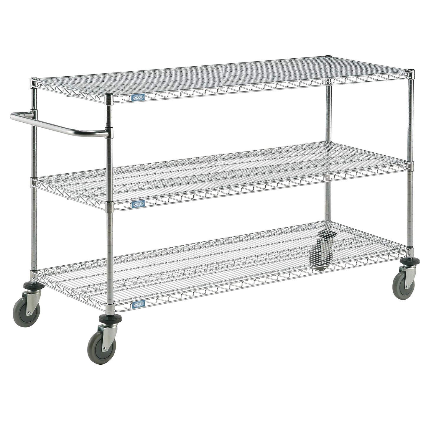 Adjustable Shelf Utility Cart, Chrome-Plated Wire, 3 Shelves, 60"W x 40"H x 18"D