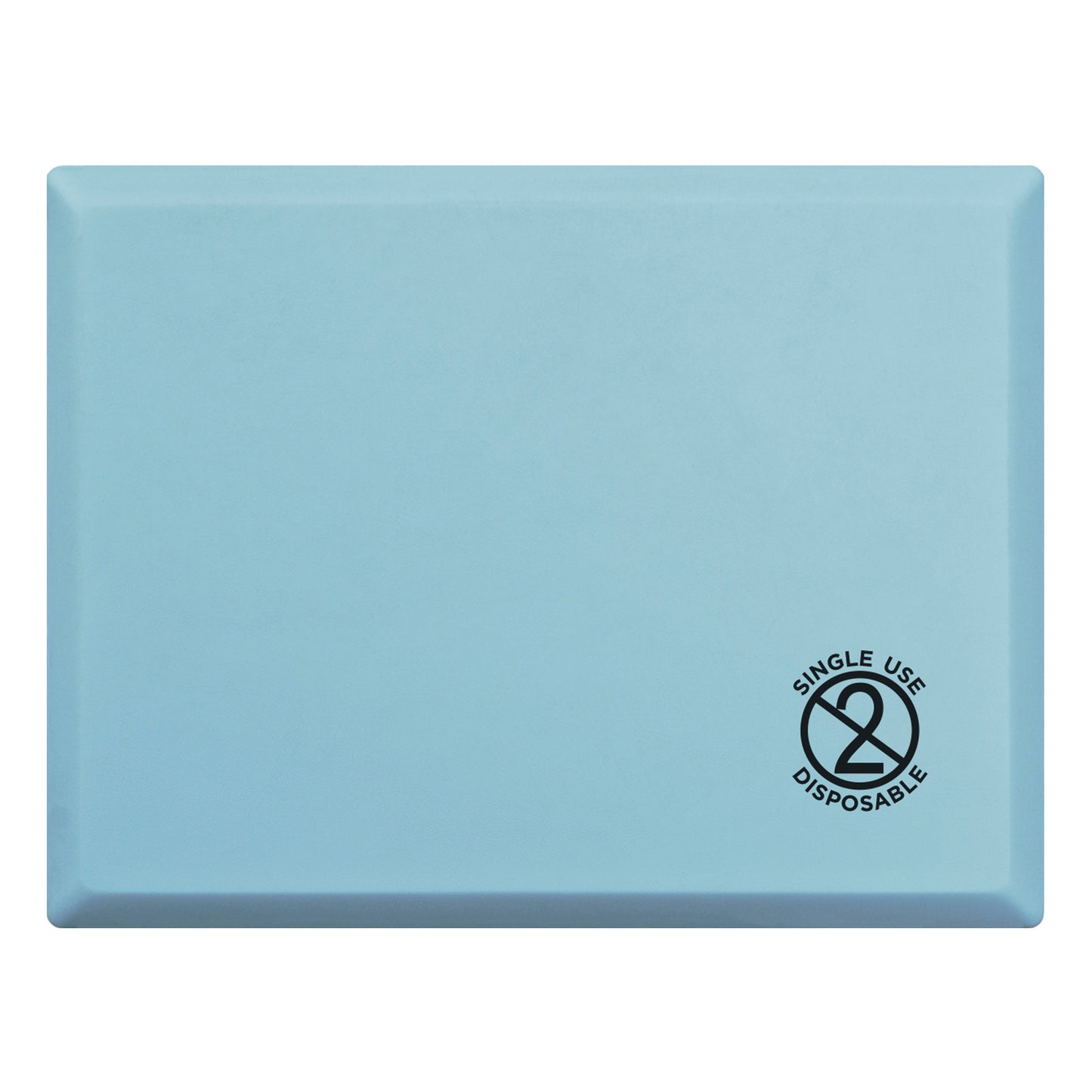 A blue 'GelPro Disposable Surgical Comfort Stool Mat' with a 'Single Use Disposable' symbol on the lower right corner.
