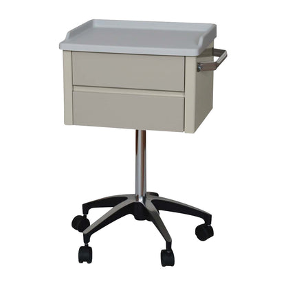 UMF Mobile Special Procedures Cart with two drawers, a tray top, and a chrome base on five caster wheels.