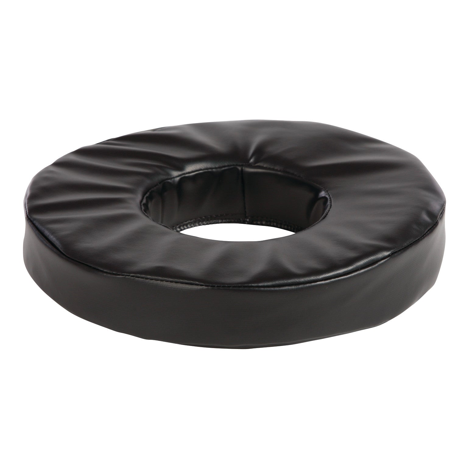 AliMed Conductive Black Vinyl-Covered Head Donut, a circular cushion with a hole in the center, designed for support.