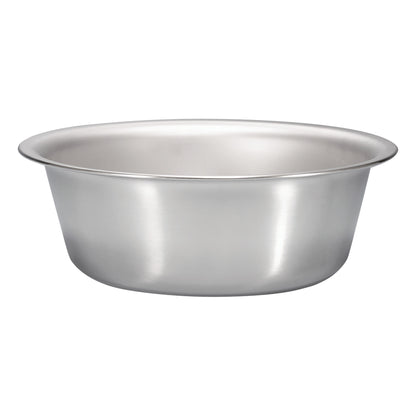 A stainless steel Replacement Solution Basin for Blickman Solution Stands with a wide rim and deep bowl.
