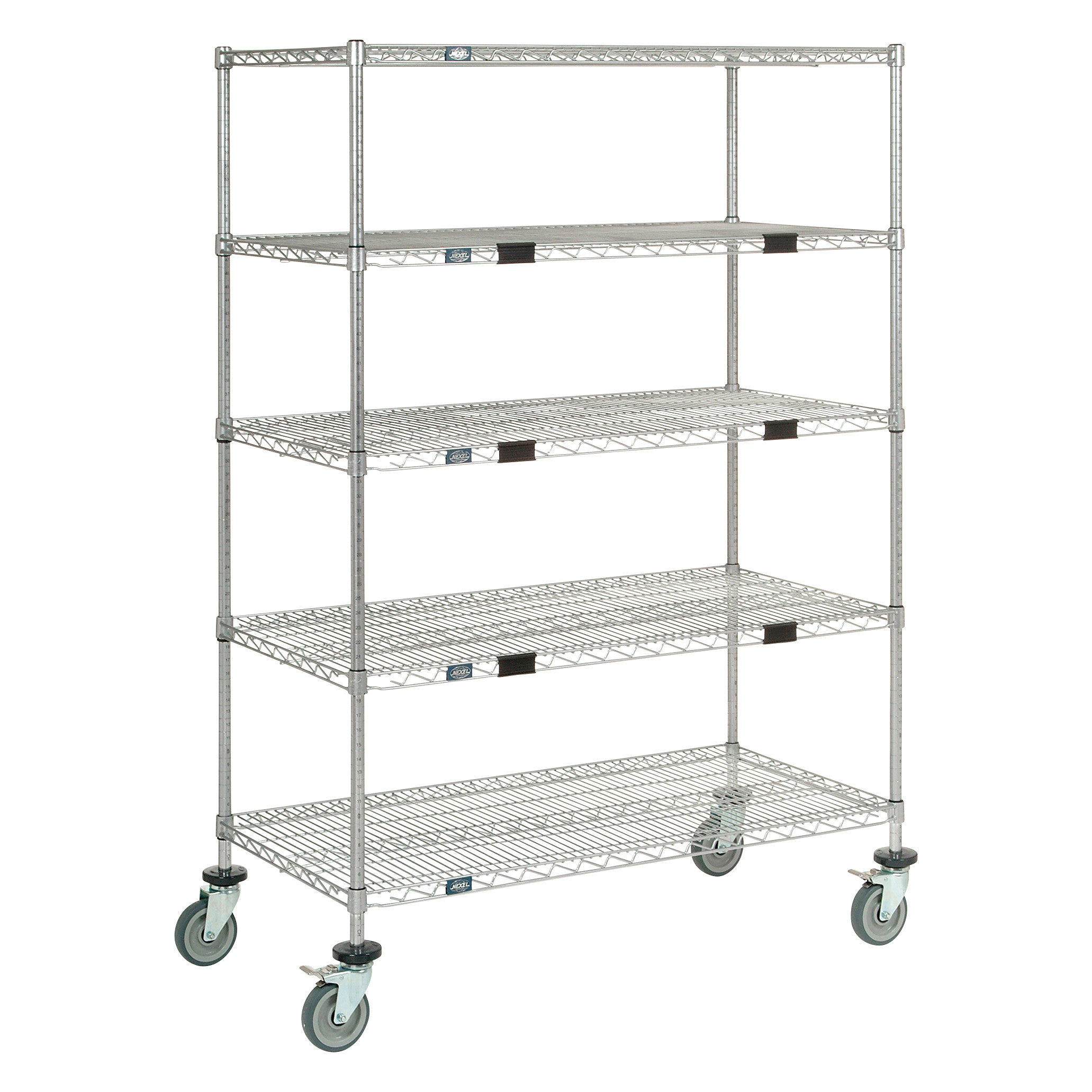 Exchange and Linen Transport Truck, Chrome, Open, 5 Wire Shelves, 60"W x 69"H x 24"D, 800-lb. Capacity (Std Duty)