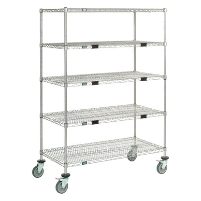 Exchange and Linen Transport Truck, Chrome, Open, 5 Wire Shelves, 60"W x 69"H x 24"D, 800-lb. Capacity (Std Duty)