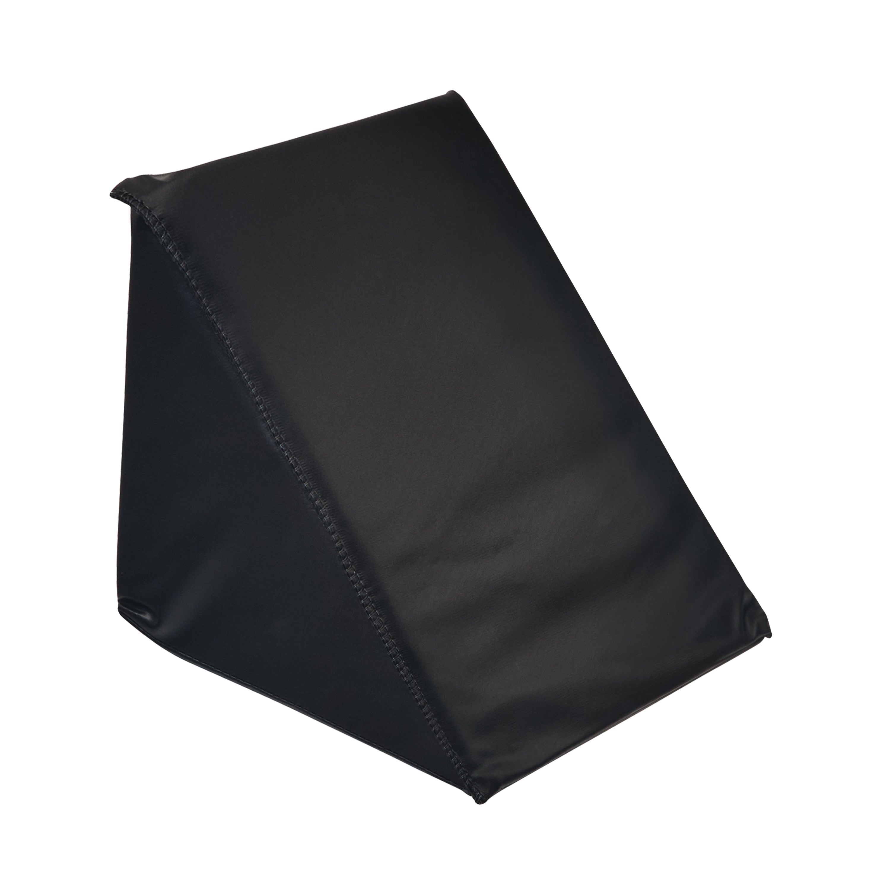 A black AliMed Vinyl-Covered 45 Degree Medium Wedge Positioner, designed for support, shown on a plain white background.