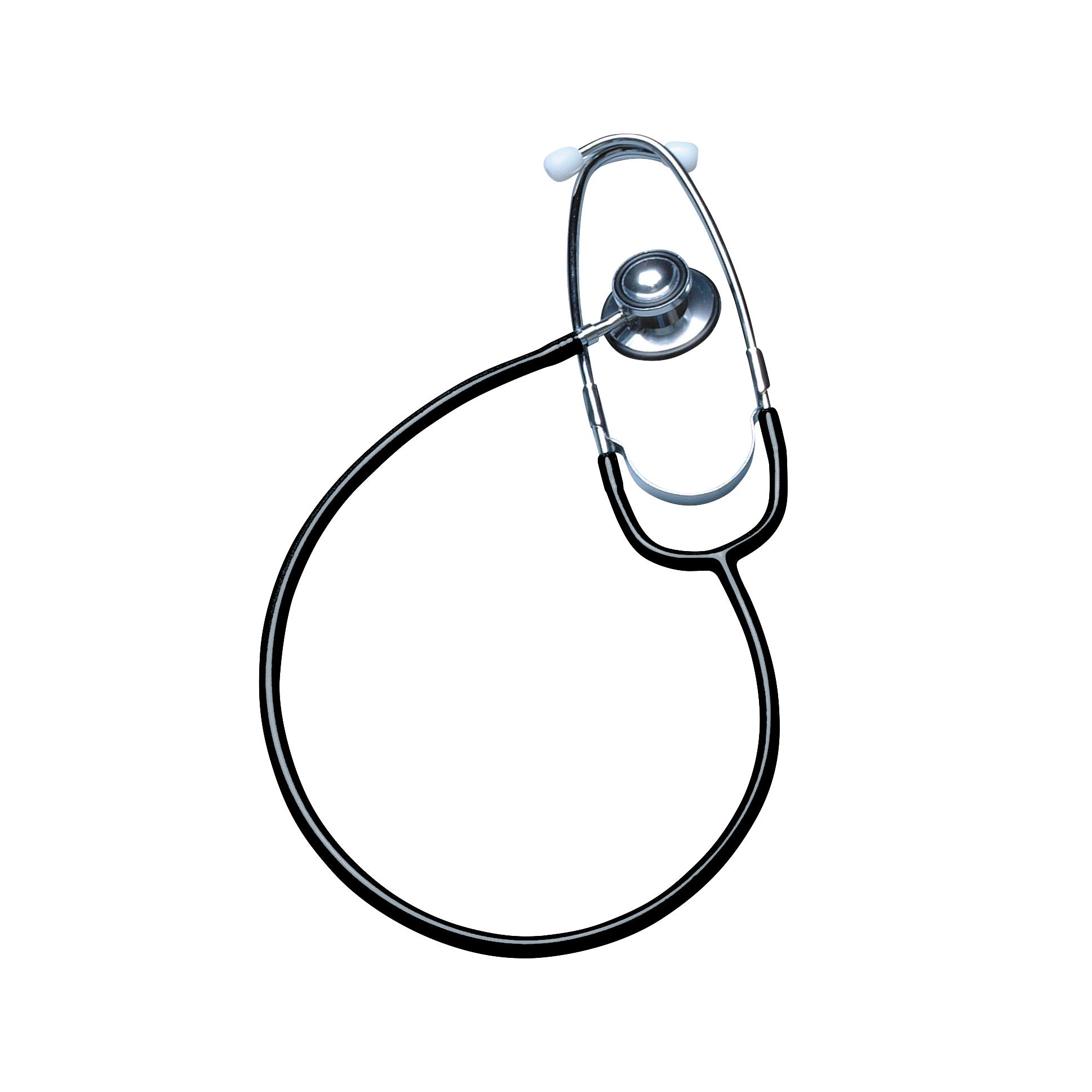 A Lightweight Dual-Head Stethoscope with black tubing and metal chest piece, displayed on a white background.