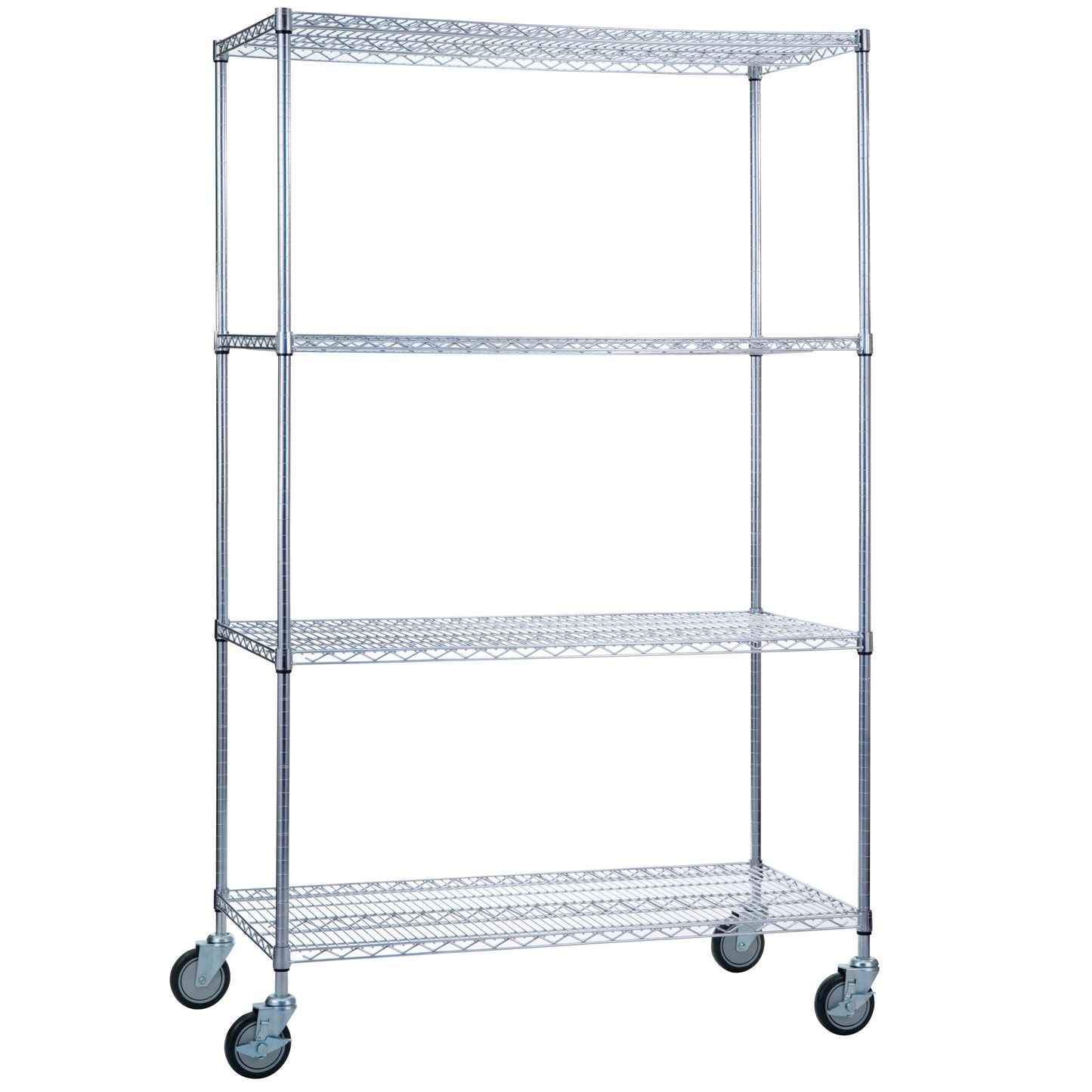 AliMed 4-Shelf Chrome Wire Linen Cart with four sturdy wire shelves and caster wheels for mobility.