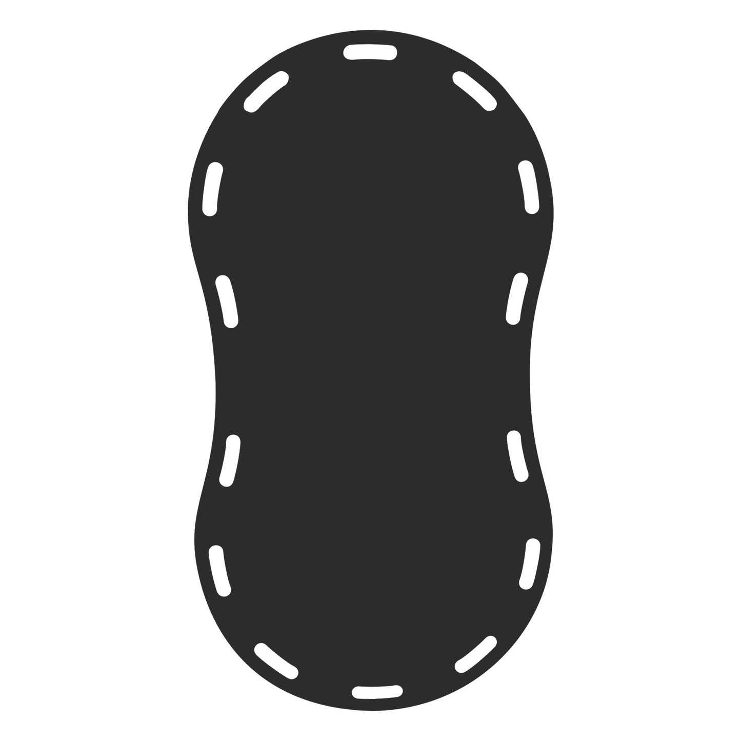 Solid black silhouette of the AliMed Bariatric Patient Shifter, with a curved shape and dashed lines along the edges.