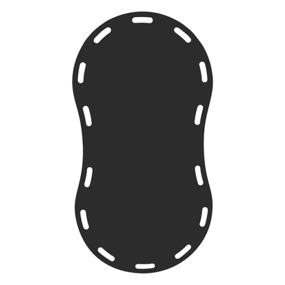 Solid black silhouette of the AliMed Bariatric Patient Shifter, with a curved shape and dashed lines along the edges.