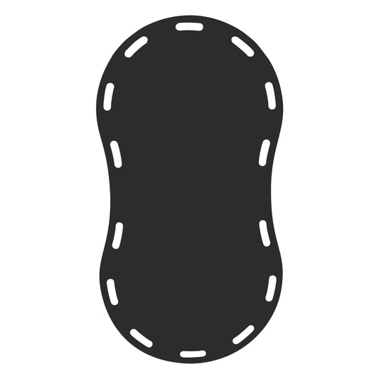 Solid black silhouette of the AliMed Bariatric Patient Shifter, with a curved shape and dashed lines along the edges.