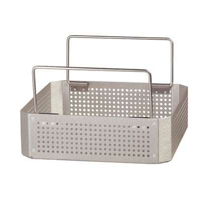 Three stacked Half Size Inner Trays for SteriSet Containers with perforated metal sides and handles.