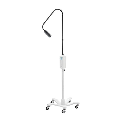 Mobile Stand for Welch Allyn Green Series Exam Light IV, featuring a flexible arm and a wheeled base for easy mobility.
