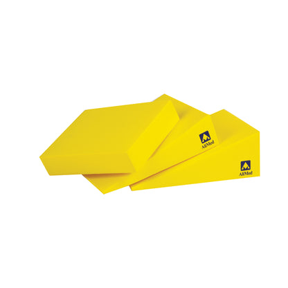 Yellow AliMed Protecta-Coat Positioning Set includes foam wedges and a block, designed for medical positioning.