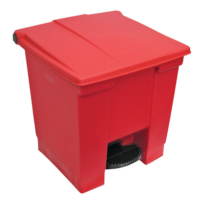 Red MRI-Safe 8-Gallon Waste Can with a foot pedal, designed for hands-free use.