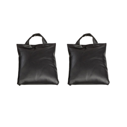 Two black AliMed Cervical Visualization and Traction Sandbags with handles, positioned against a white background.