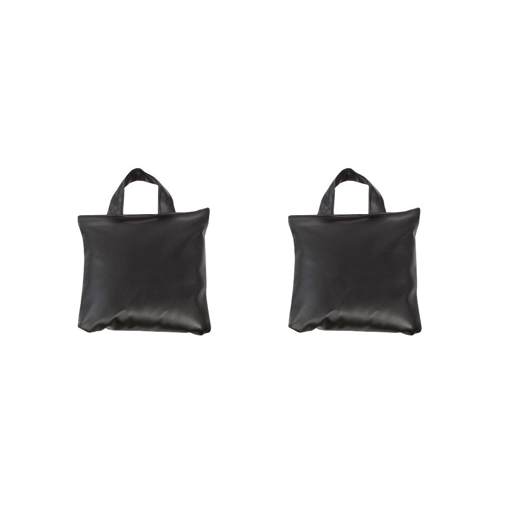 Two AliMed Cervical Visualization and Traction Sandbags, black with handles, are placed side by side on a white background.