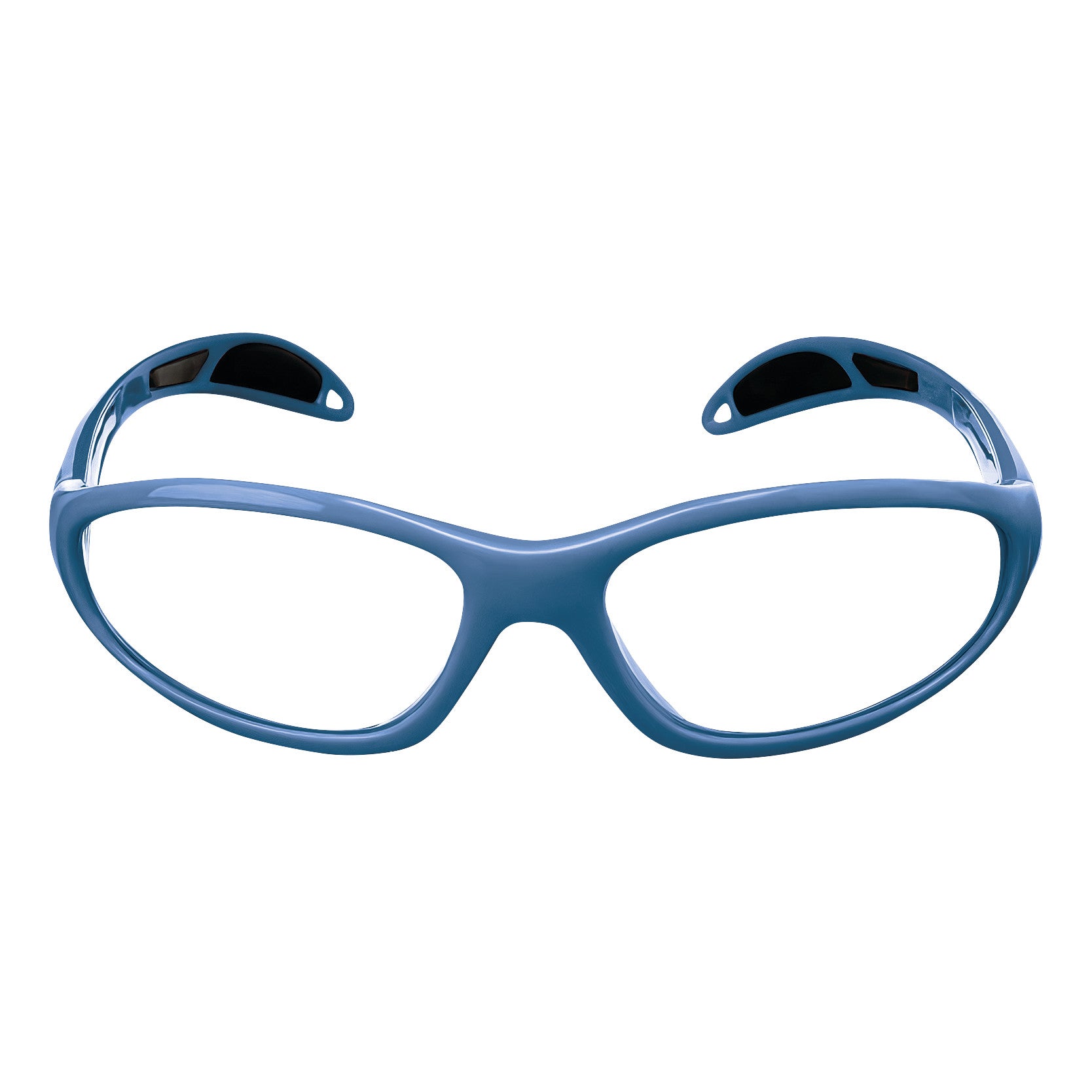 Ultralite Wraparound Radiation Protection Glasses for Petite Faces, featuring a blue frame and wraparound style.