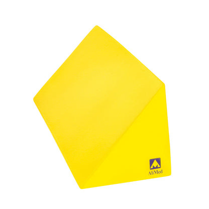 A yellow AliMed Protecta-Coat 45 Degree Wedge Positioner with a visible logo in the corner, set against a white background.