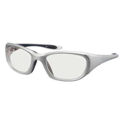 Sleek silver Laser Safety Glasses with clear lenses and a modern, contoured frame design.