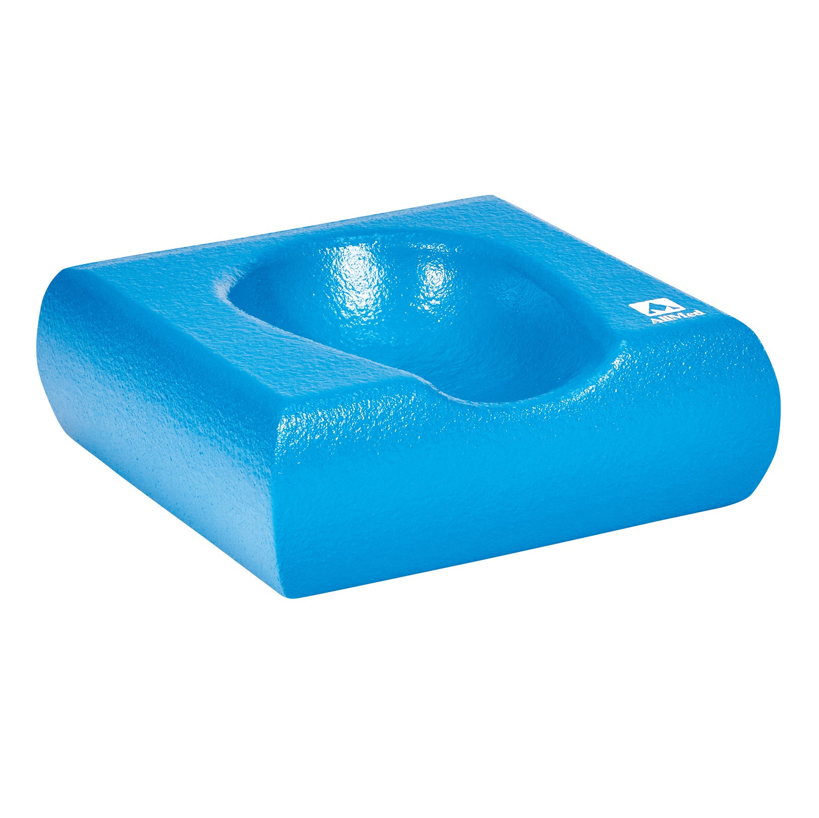 Blue AliMed InvisiCoat Occipital Head Support with a contoured surface for head placement, used for medical positioning.