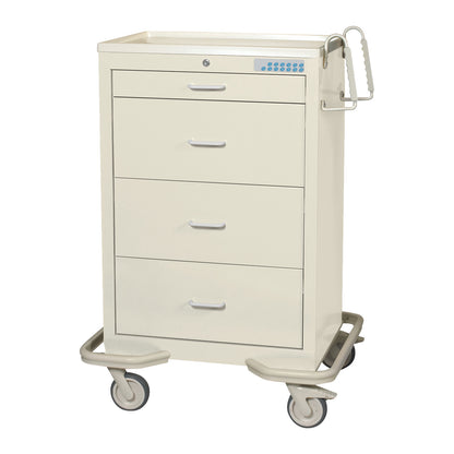 AliMed Standard Series 4-Drawer Isolation Cart with Electronic Lock, featuring four drawers and caster wheels.