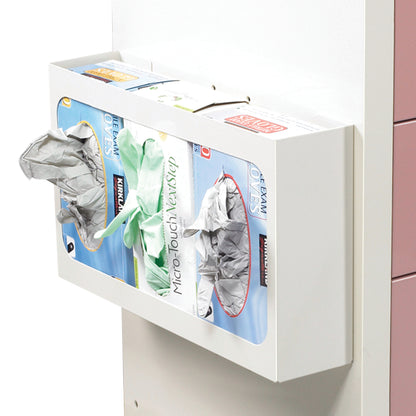 A white AliMed Cart Accessory: Glove Box Holder for Mini/Select/Standard/Wide Series Medical Carts, holding multiple glove boxes.