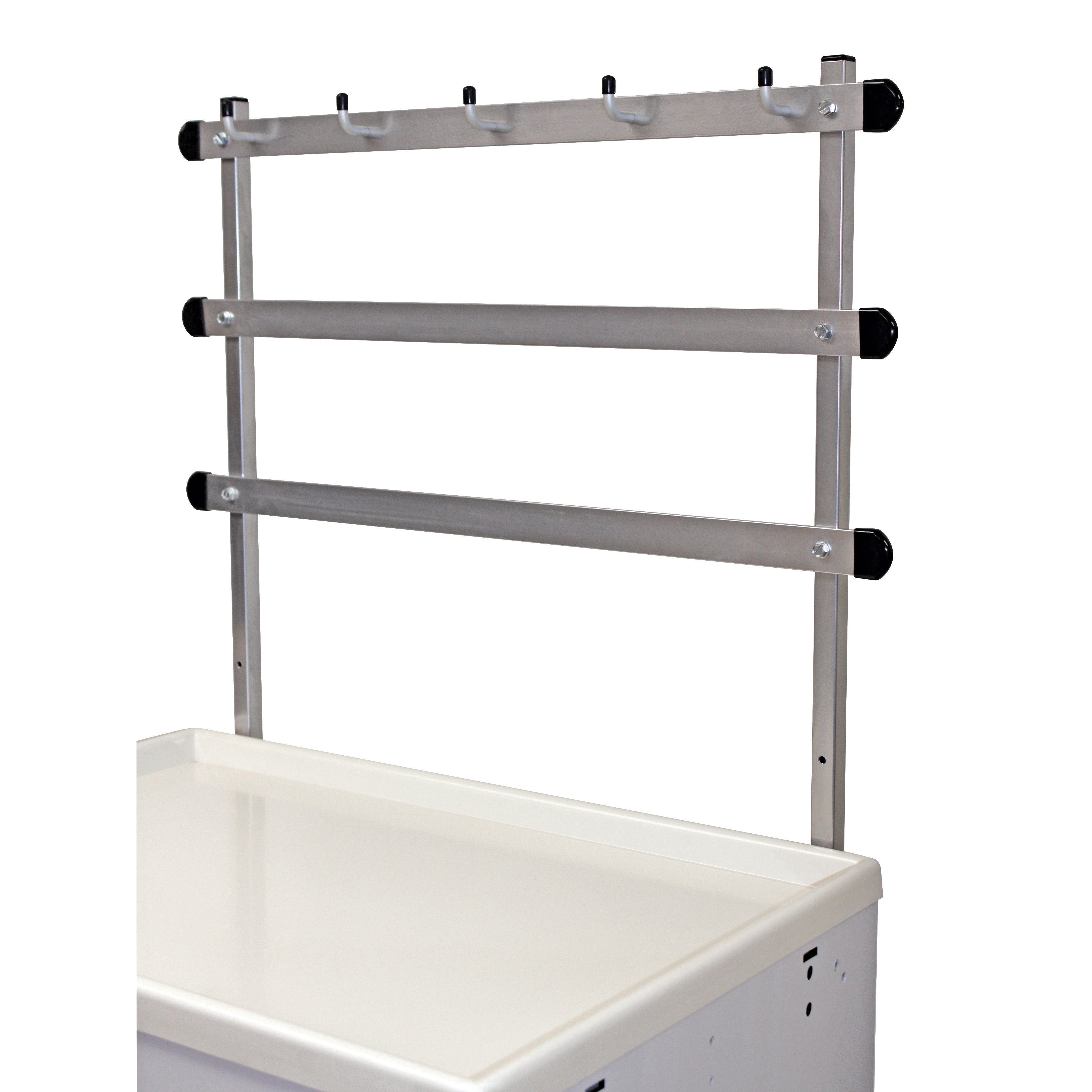 AliMed Cart Accessory: Trellis System with Hooks for Mini/Standard/Select Series Medical Carts, featuring three horizontal bars.