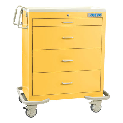 Wide Series 4-Drawer Isolation Cart, Electronic Lock, Solid Yellow
