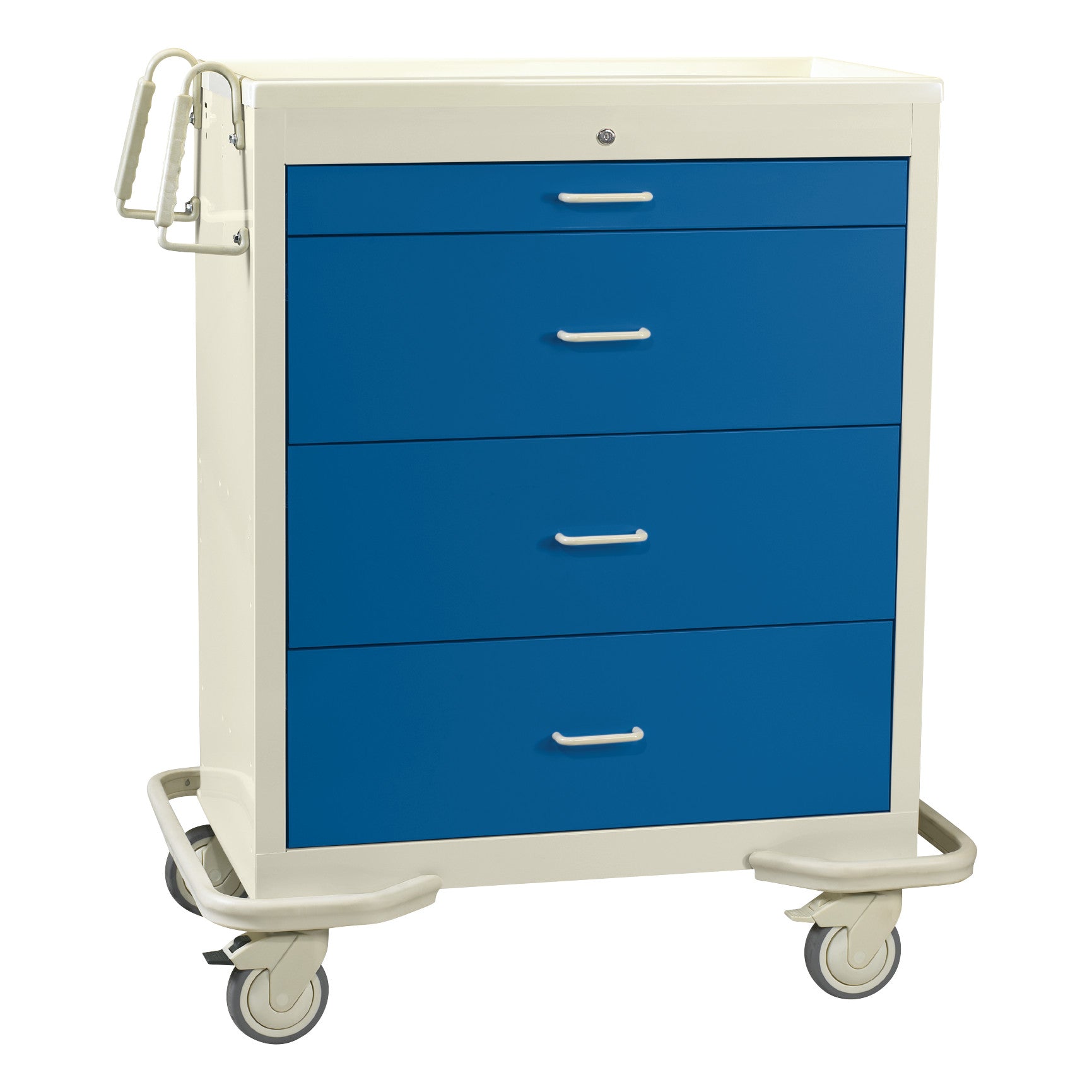 Wide Series 4-Drawer Isolation Cart, Electronic Lock, Two-Tone Dark Blue