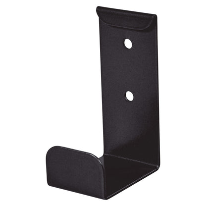 Black metal Hanger Bracket for AliMed Soft Gold Rollboard, featuring two mounting holes and a hook design for hanging.