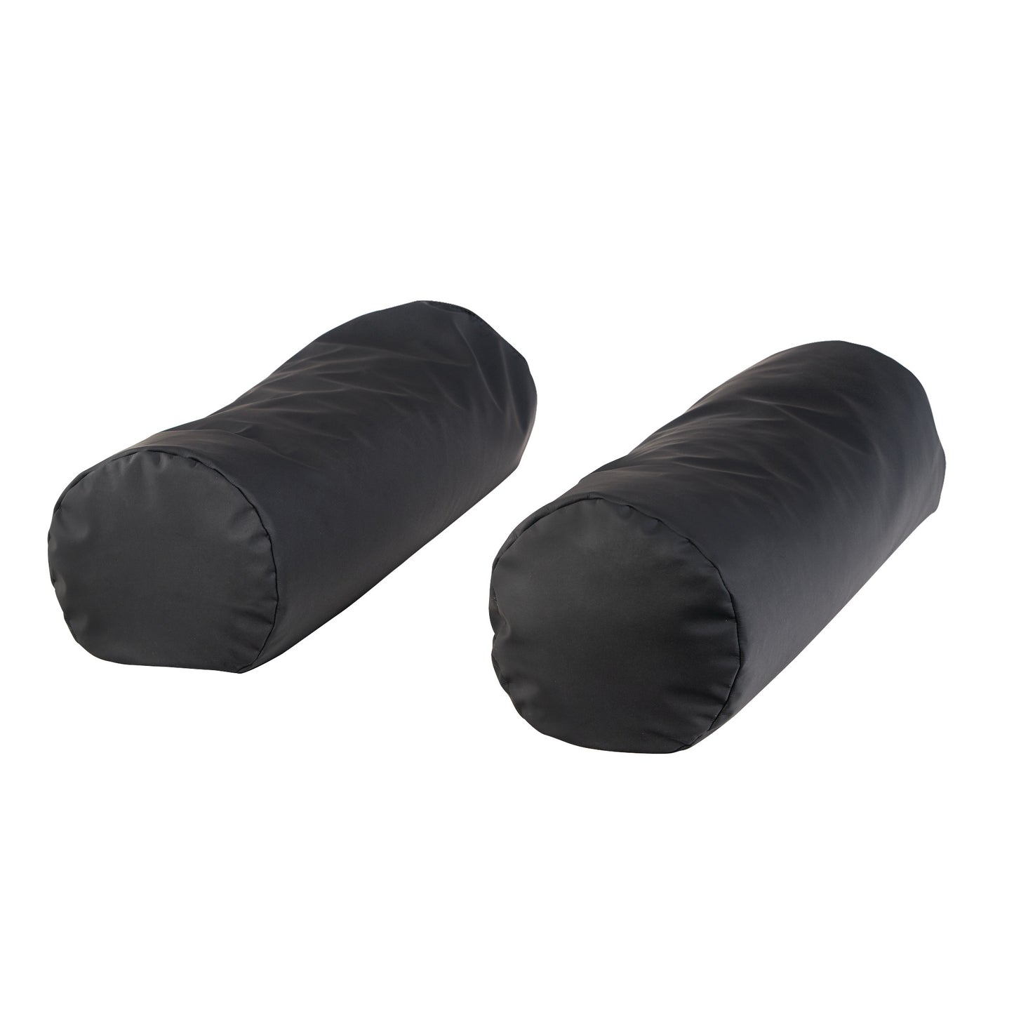 Two AliMed ComPly Chest Roll Positioners in black, cylindrical in shape, placed on a white background.