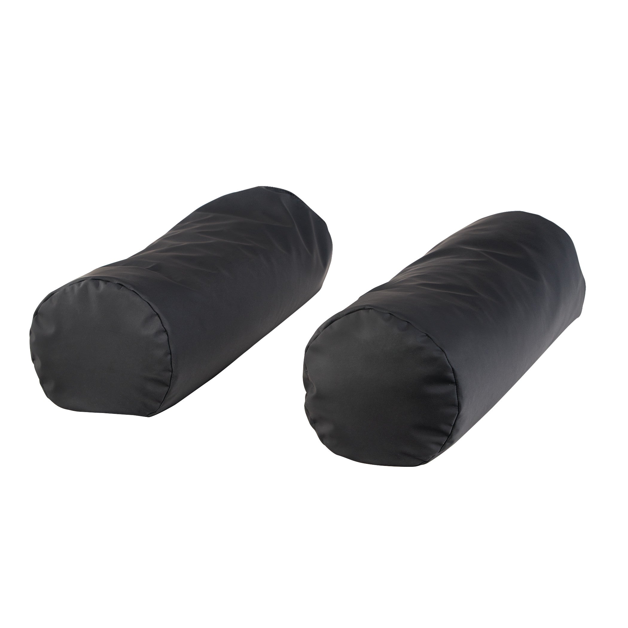 Two black AliMed ComPly Chest Roll Positioners are shown, designed for medical support and positioning.