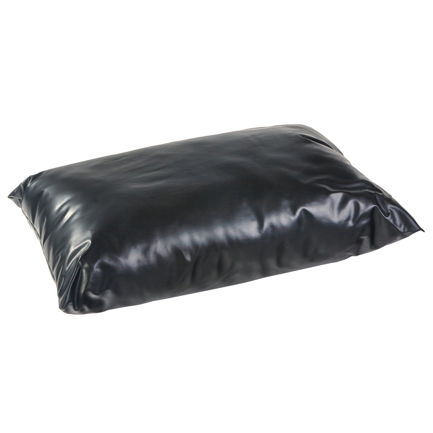 A black AliMed Conductive-Covered Pillow with a shiny, smooth surface, appearing rectangular in shape on a plain background.