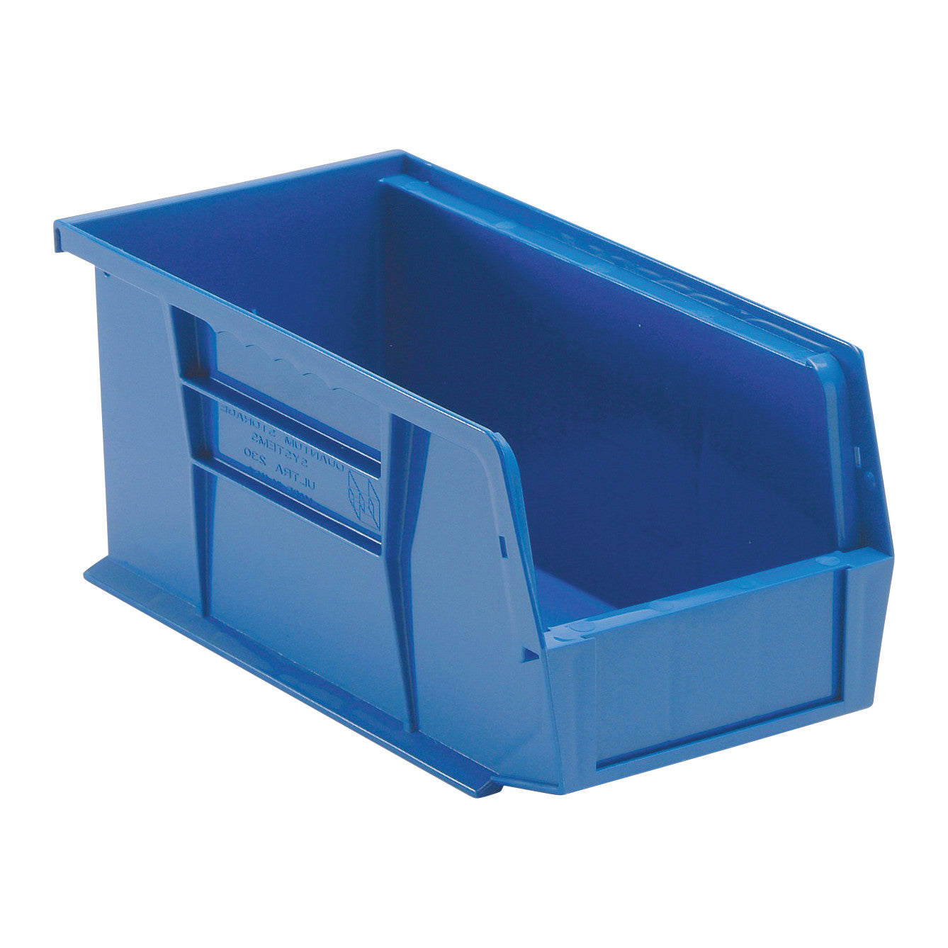 Blue Quantum Ultra Stack and Hang Bin with open front and reinforced edges, designed for storage and organization.