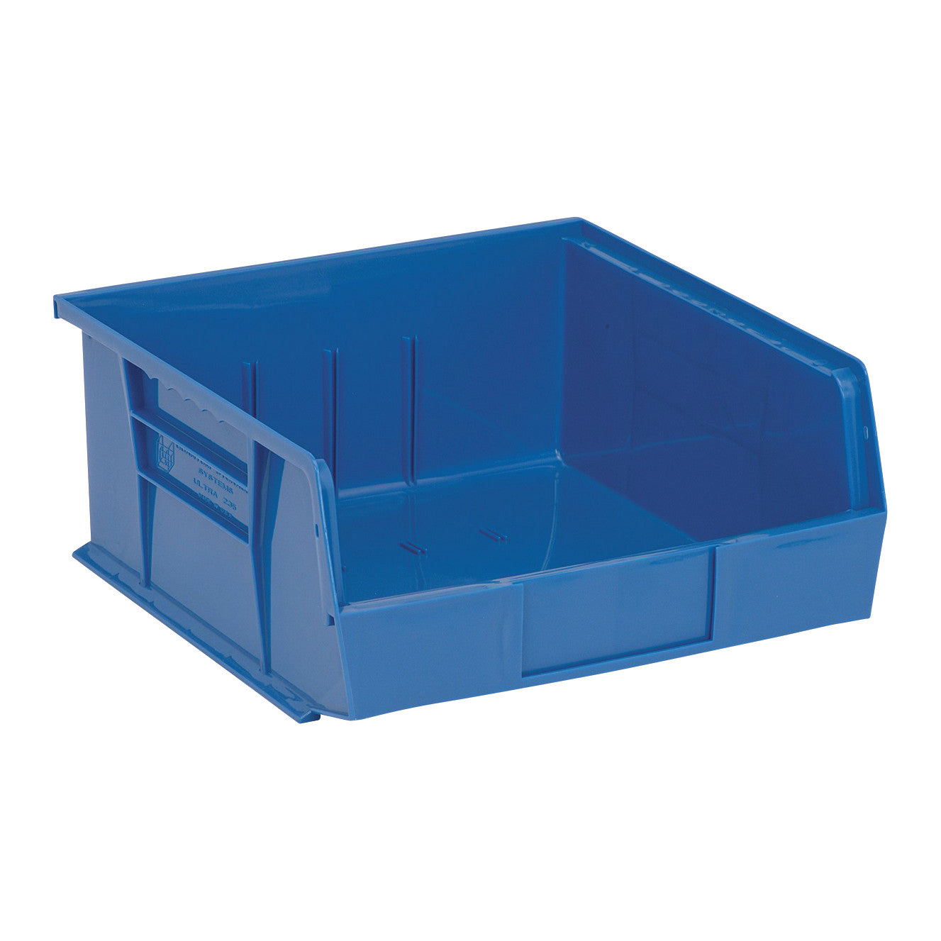 A blue Quantum Ultra Stack and Hang Bin, featuring a stackable design with an open front for easy access to contents.