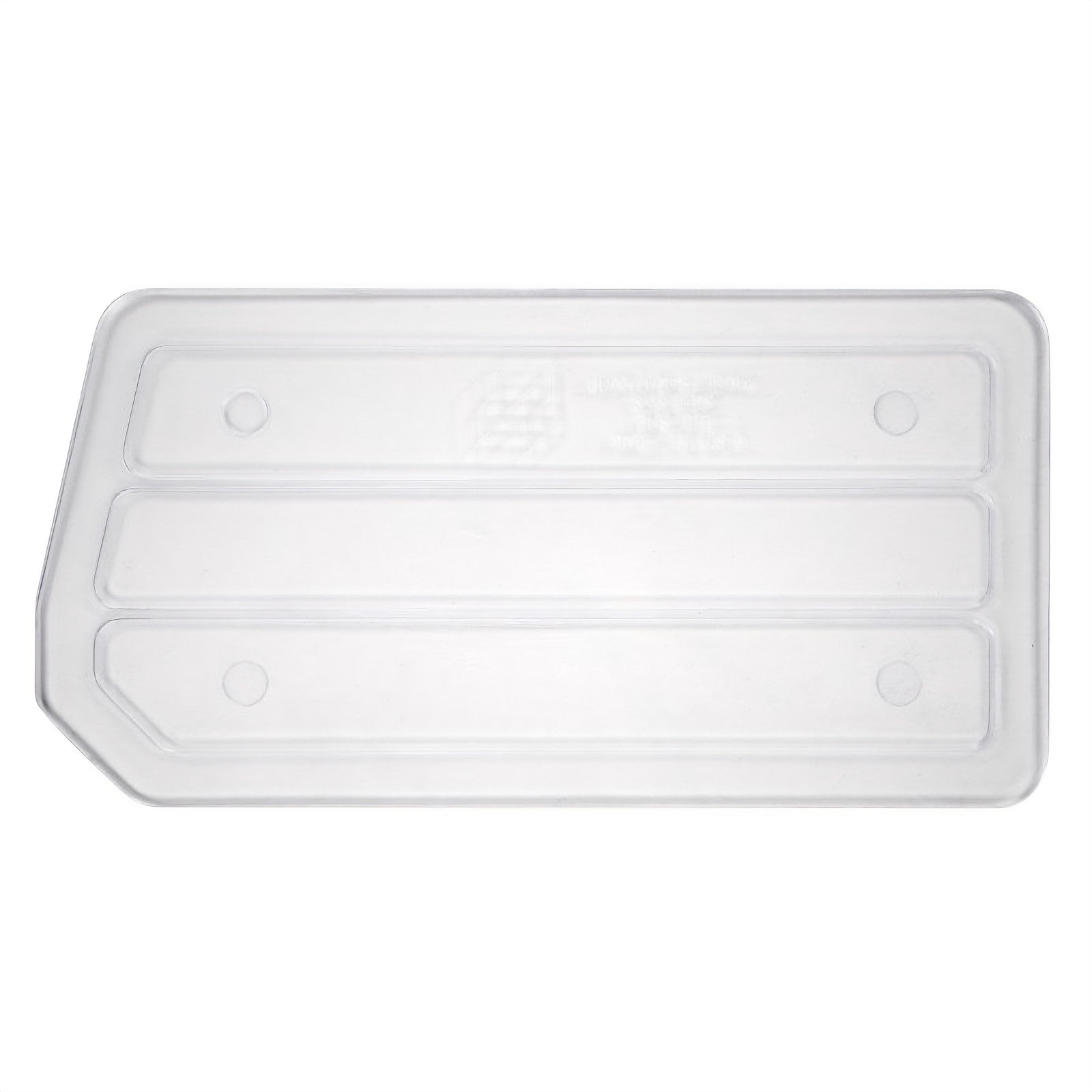 Transparent plastic divider designed for the Quantum Ultra Stack and Hang Bin, featuring rounded corners and a rectangular shape.