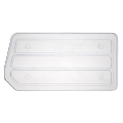 Transparent plastic divider designed for the Quantum Ultra Stack and Hang Bin, featuring rounded corners and a rectangular shape.