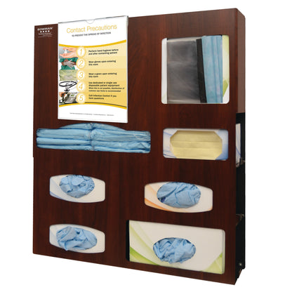 Bowman Tri-Glove Single-Gown ABS Isolation Station with compartments for gloves, gowns, and a contact precautions sign.