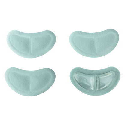 Four crescent-shaped Xena Therapies Opal Cool Gal Pals are shown, with one revealing a clear gel interior.