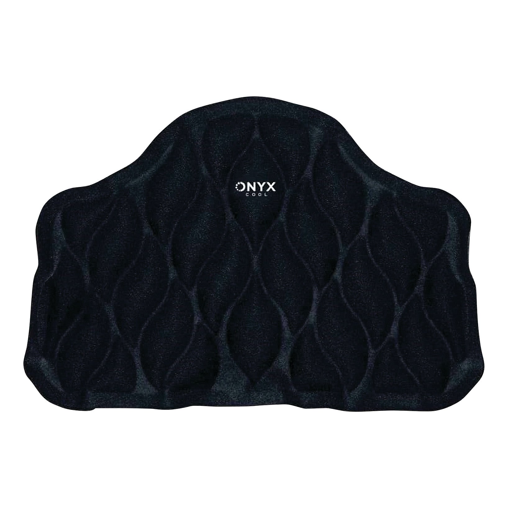 Black cooling pad with a wavy pattern. The "Onyx Cool" logo is visible. Product: Xena Therapies Onyx Cool Back/Hip.
