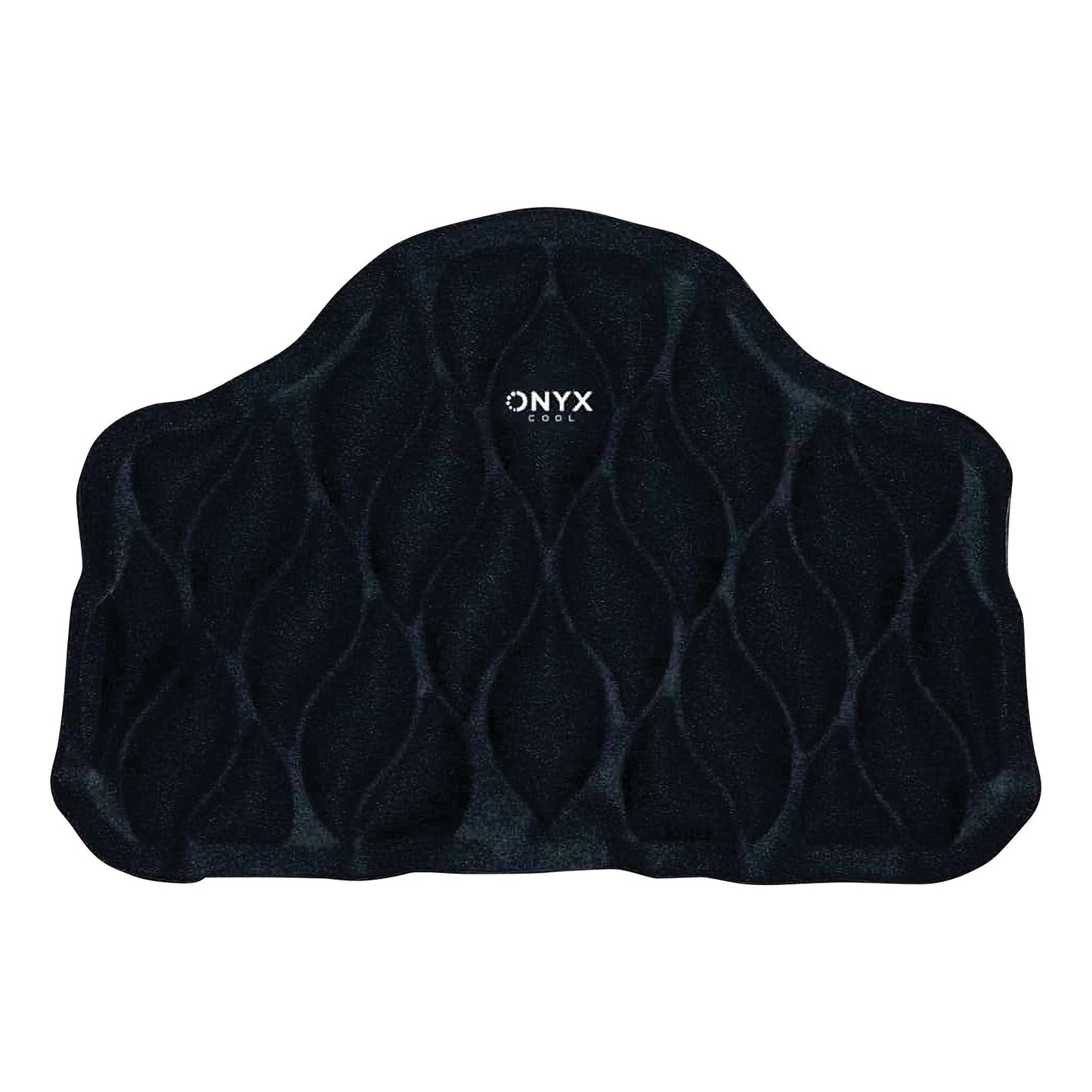 Black cooling pad with a wavy pattern. The "Onyx Cool" logo is visible. Product: Xena Therapies Onyx Cool Back/Hip.