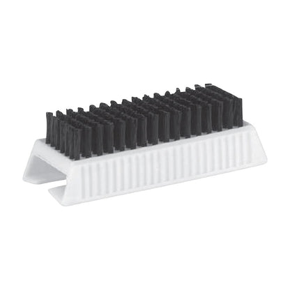 The Hand Scrub Brush features black bristles and a white, V-shaped plastic handle for effective cleaning.
