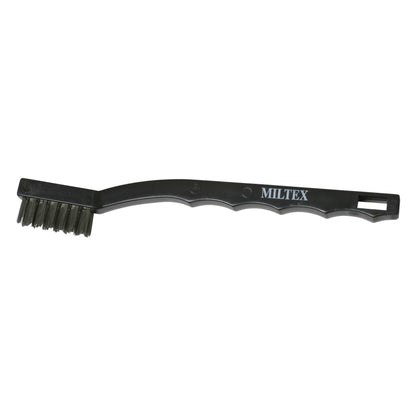 A Miltex Instrument Cleaning Brush with a black handle and dense bristles, designed for effective cleaning.