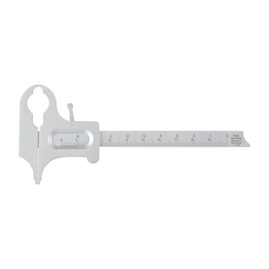 Miltex Boley Gauge Calipers, a stainless steel measuring tool with a sliding ruler and a scale, used for precise measurements.