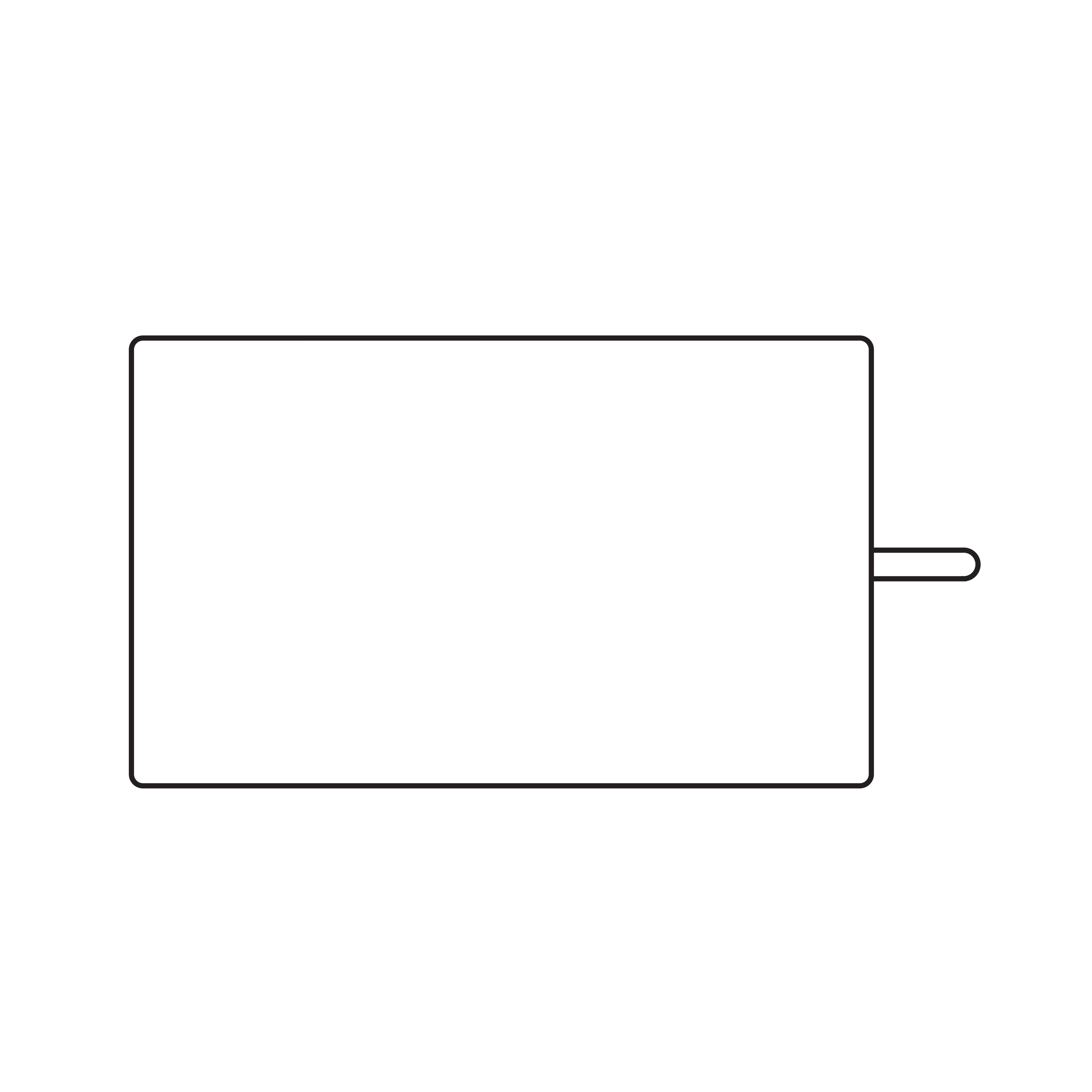 Outline drawing of a Hyfrecator Dispersive Patient Plate, featuring a rectangular shape with a small tab extending from one side.