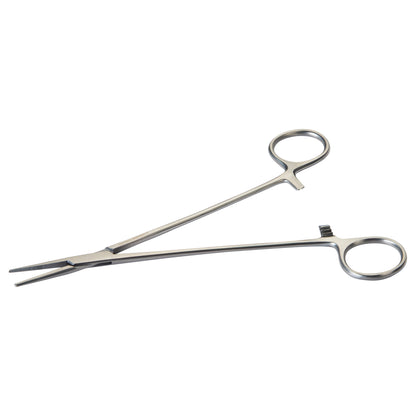 Adson Hemostatic Forceps with narrow, serrated jaws and finger loops for precision gripping, shown on a plain background.