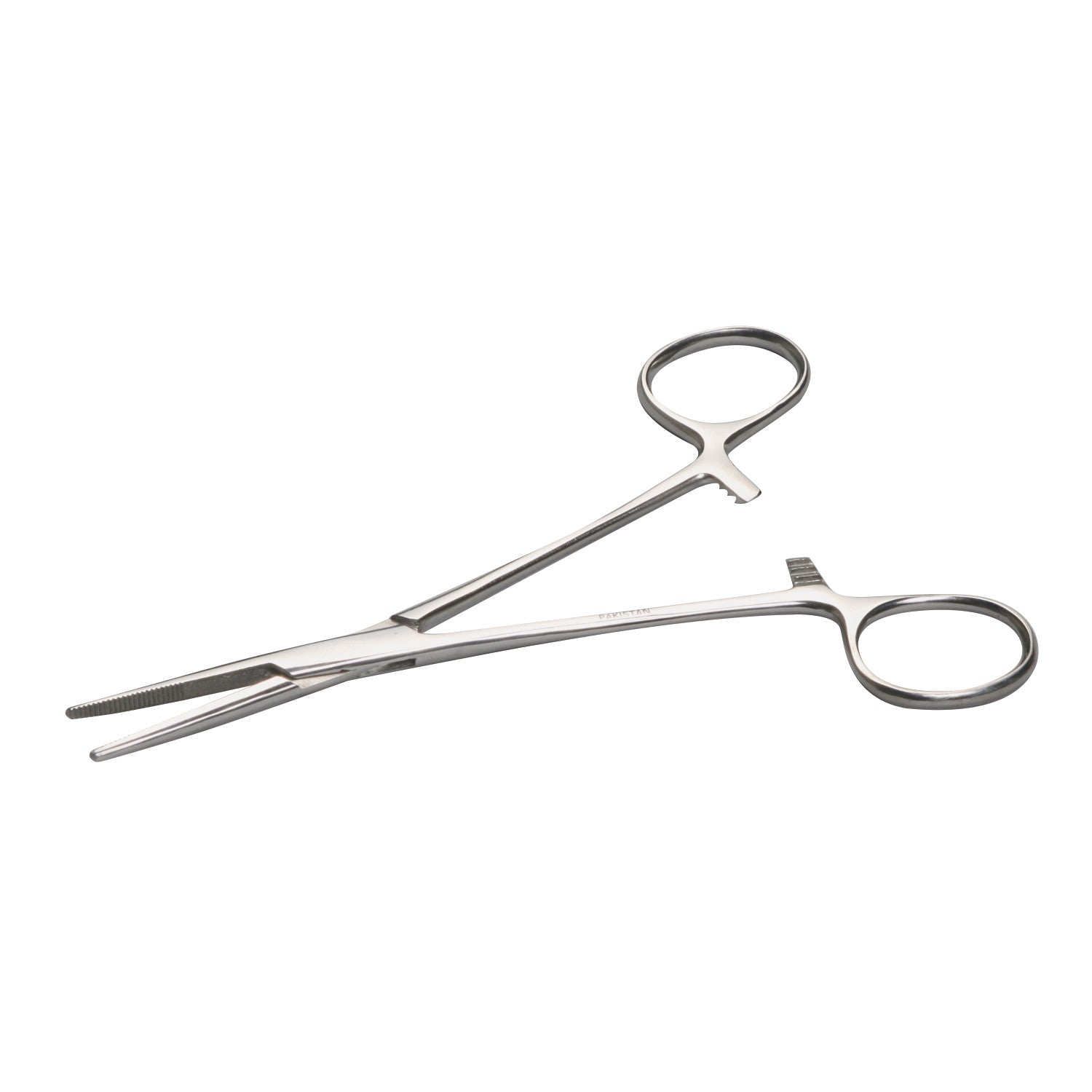 Miltex Kelly Forceps with curved, serrated tips and a locking handle, designed for medical use, displayed on a white background.