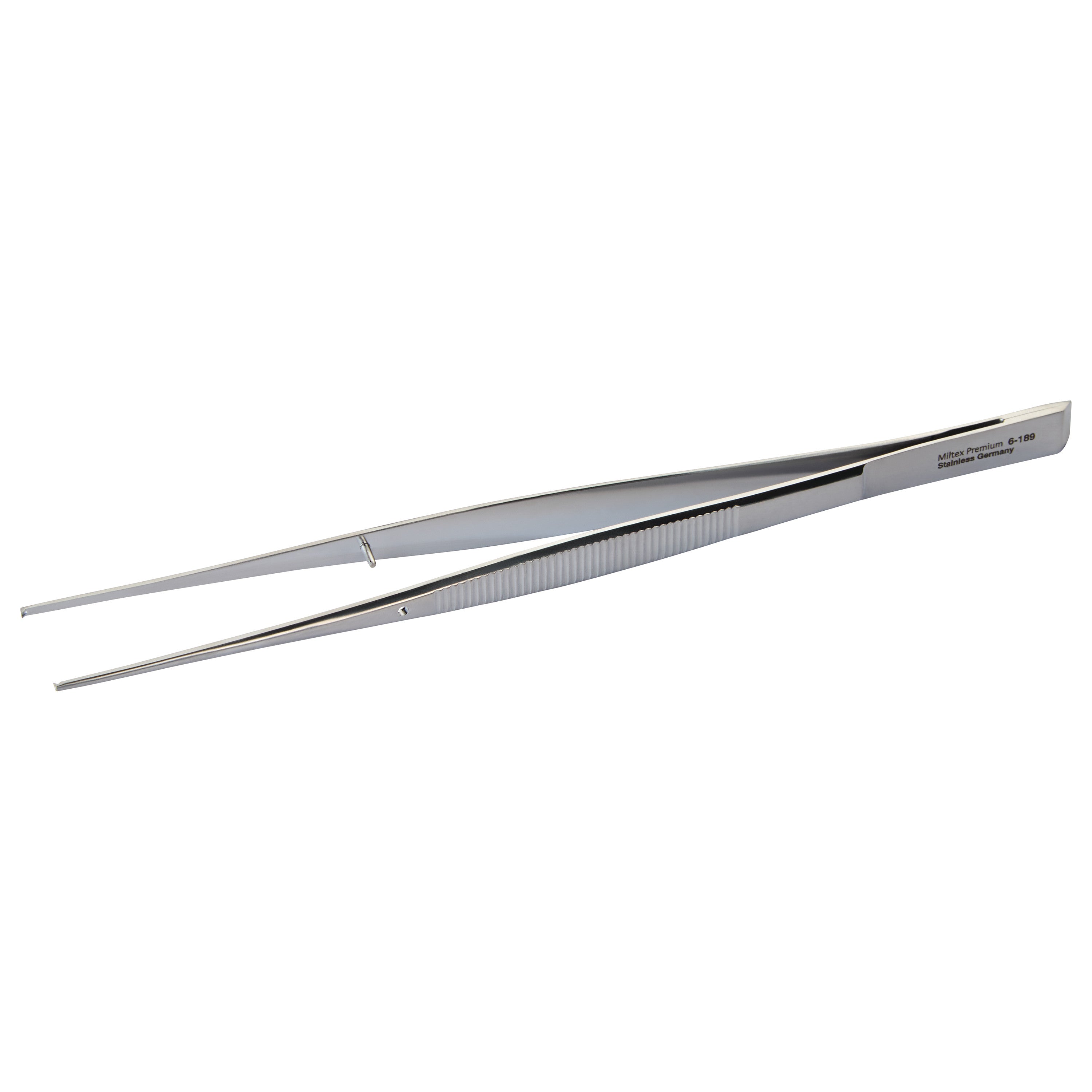 Miltex Cushing Tissue Forceps, a stainless steel tool with fine tips and a textured grip, designed for surgical use.