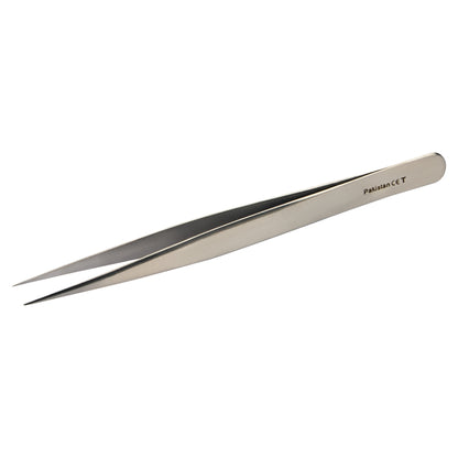 Silver Swiss-Style Tweezers with a pointed tip and "Pakistan CE" marking on the handle, shown on a white background.